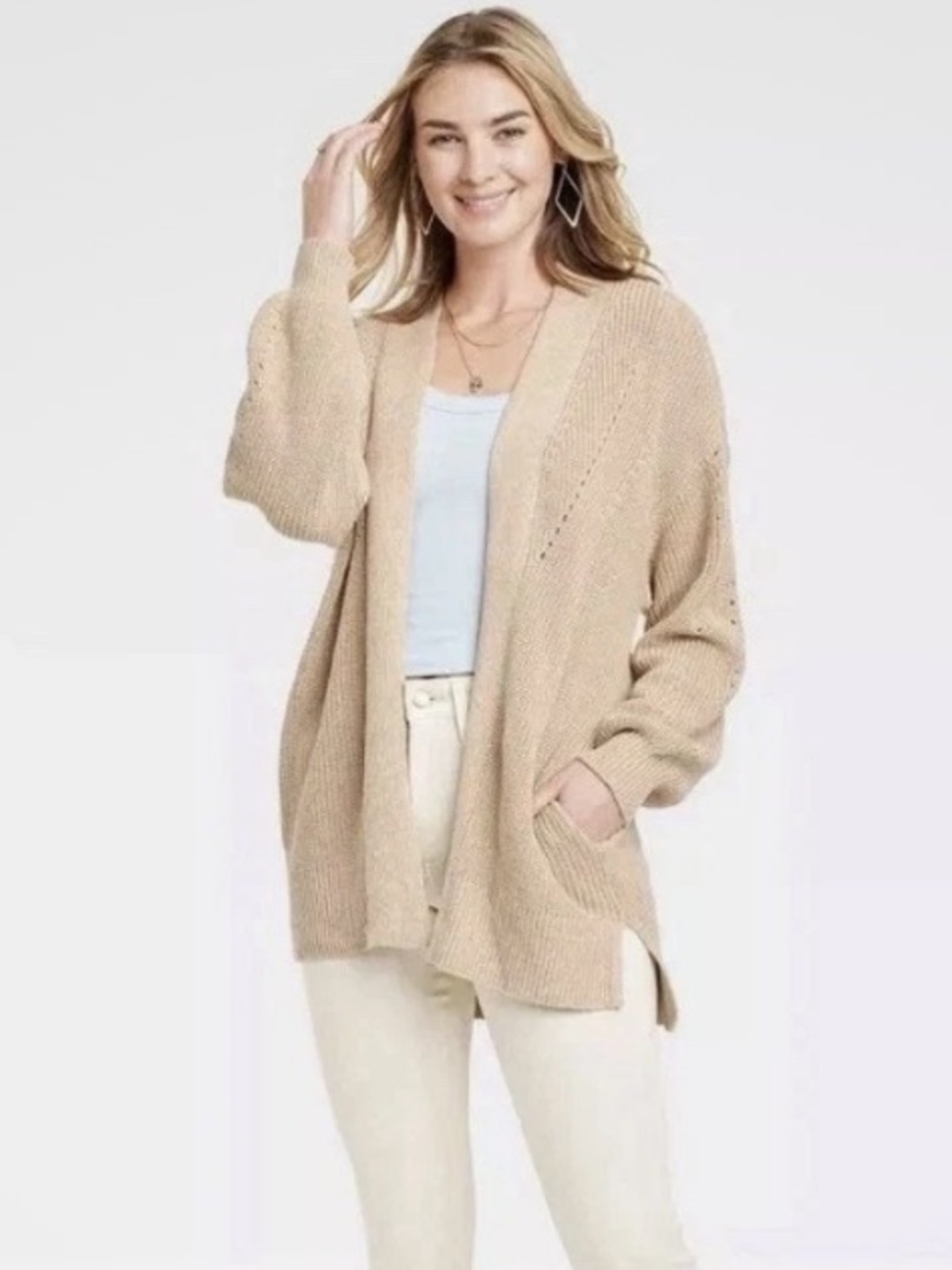 Universal Thread Women's Open-Front Cardigan in Tan XL